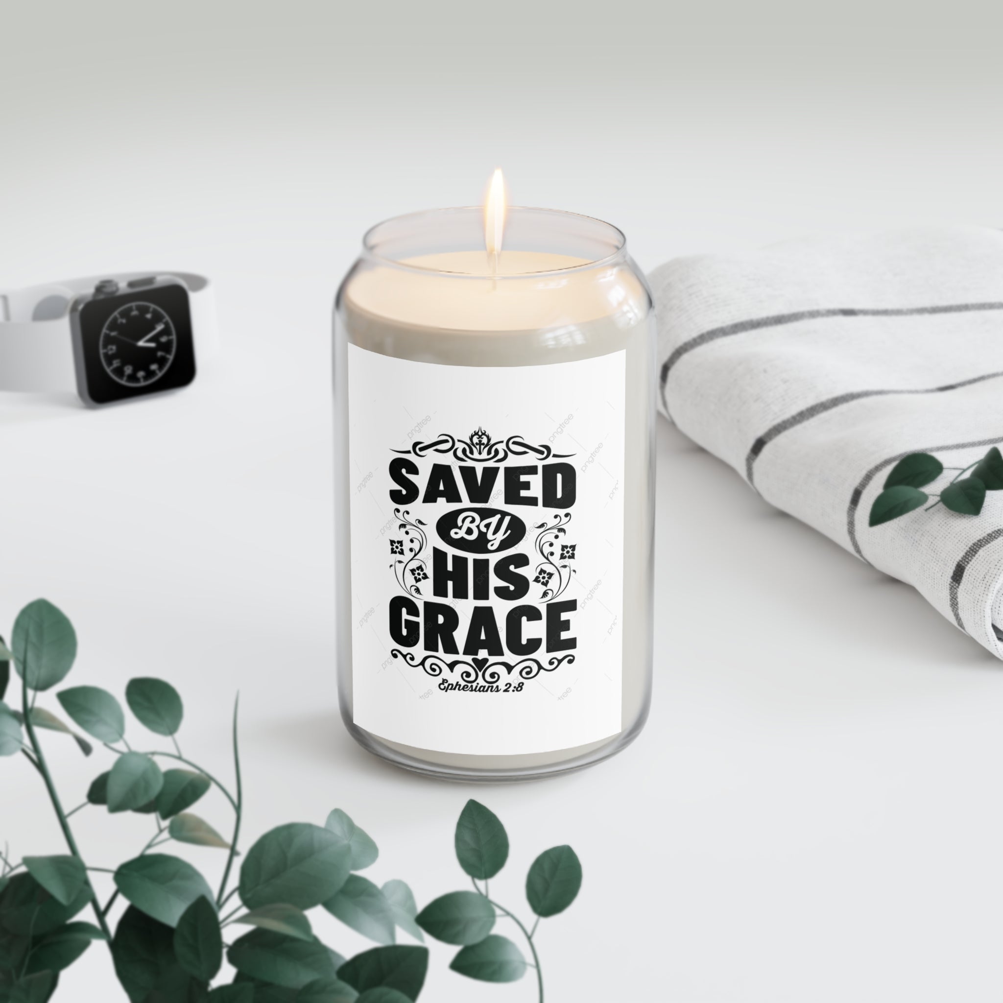 Saved By His Grace Scented Soy Candle — 13.75 oz (Christian Faith Gift)