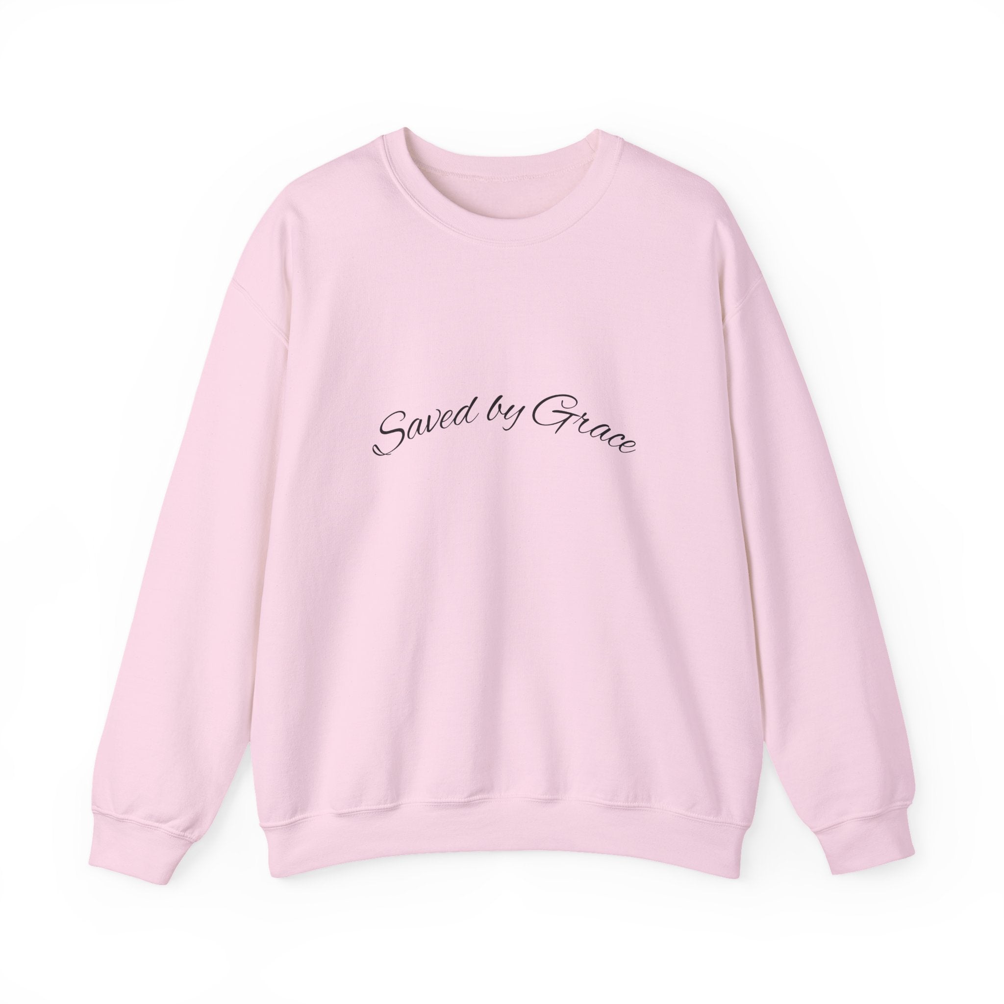 Crewneck Sweatshirt — "Saved by Grace" Christian Scripture Pullover (1 John 1:17)
